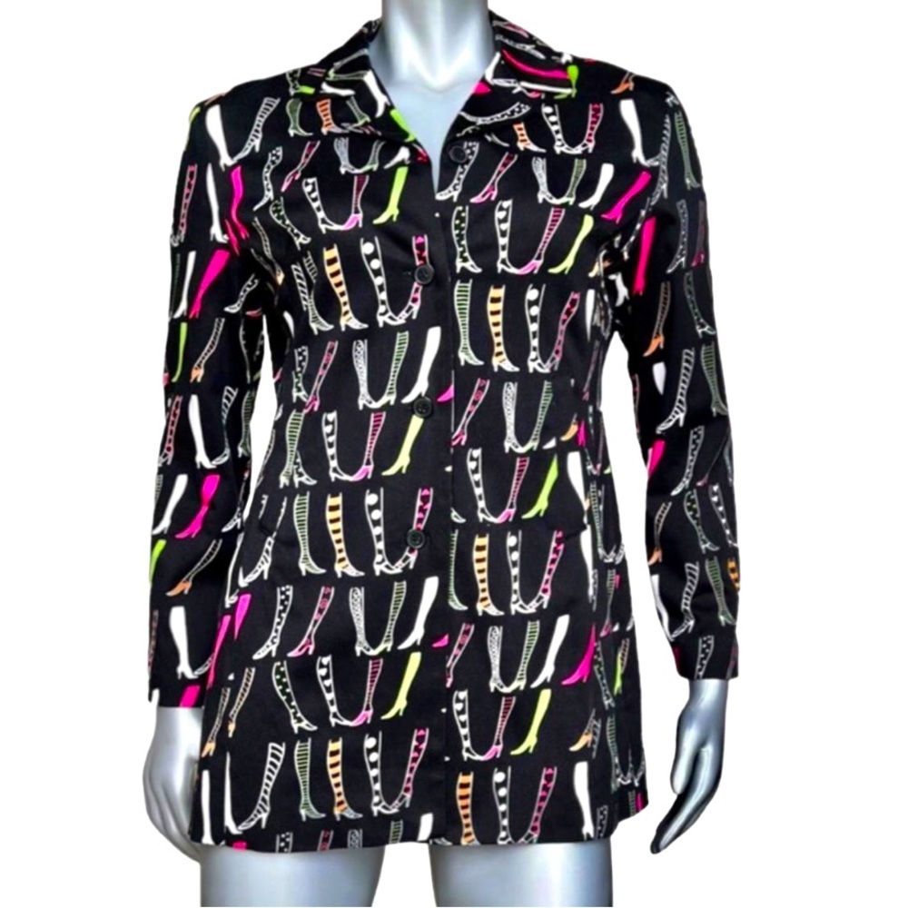 Vintage Anne Carson Oversized Petite Size 10P  Shoe Print Blazer